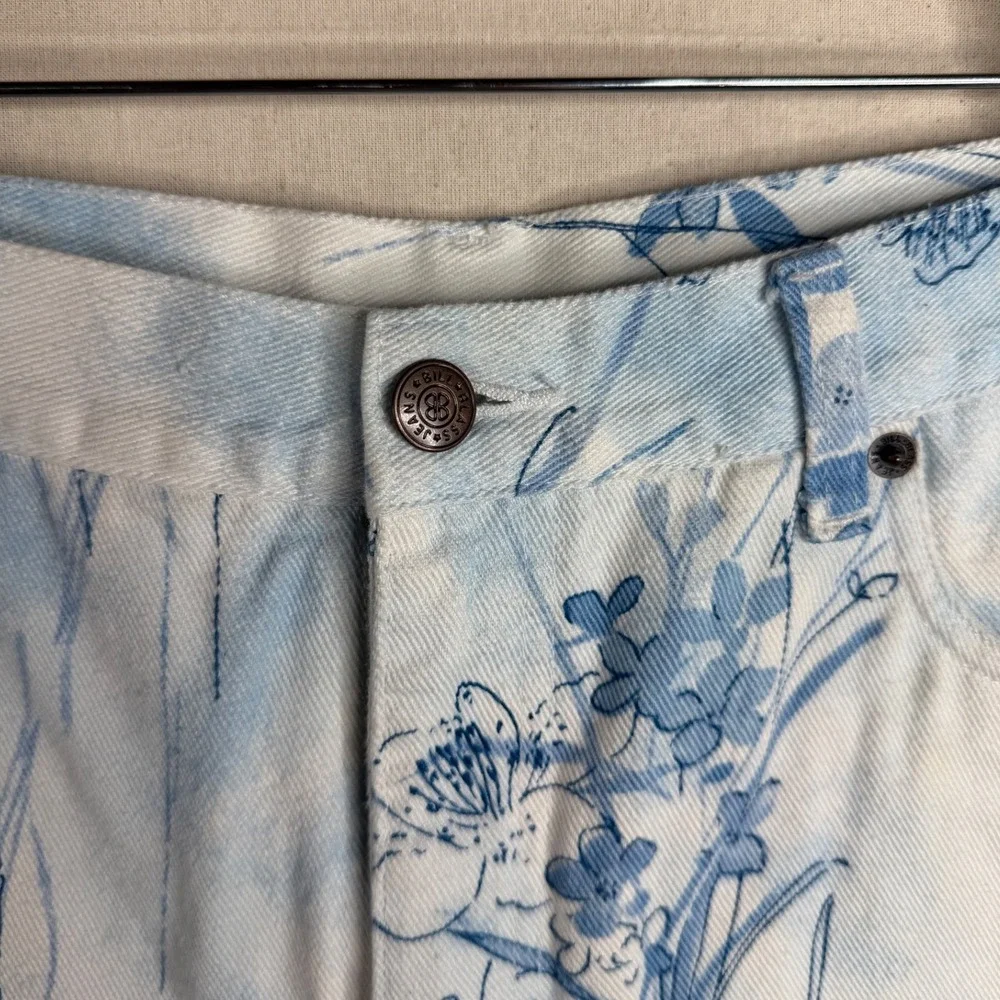 New Bill Blass Vintage Floral/Butterfly Print Hi Rise‎ Shorts size 10 Blue/White
